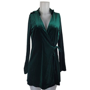 Jack by BB Dakota Velvet Hooded Wrap Jacket Emerald Green M NWT MSRP $88